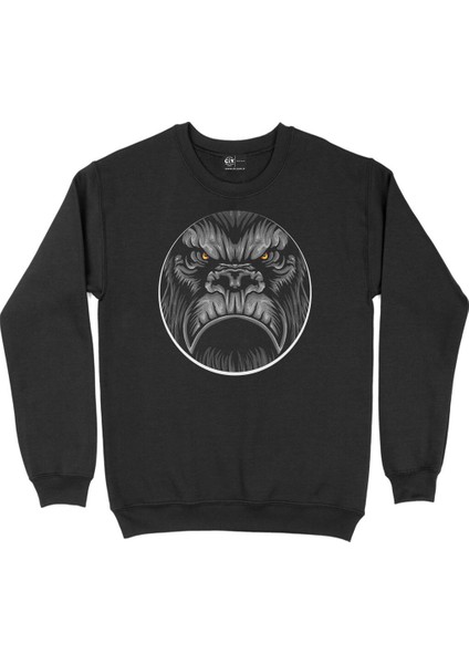Yuvarlak Kızgın Maymun Siyah Sweatshirt