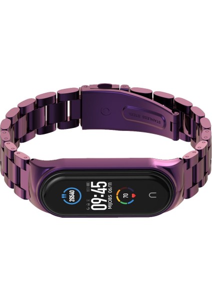 Metal Üç Boncuk Paslanmaz Çelik Kordon Xiaomi Mi Band İçin 6/5/4/3 (Yurt Dışından)