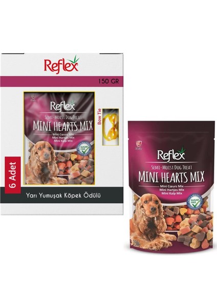 Refle x Mini Kalp Mi x Yarı Yumuşak Köpek Ödül Maması 6 x 150 gr