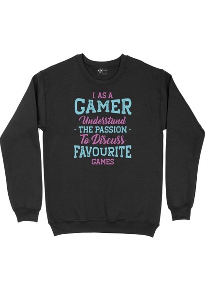 Mavi As A Gamer Siyah Sweatshirt