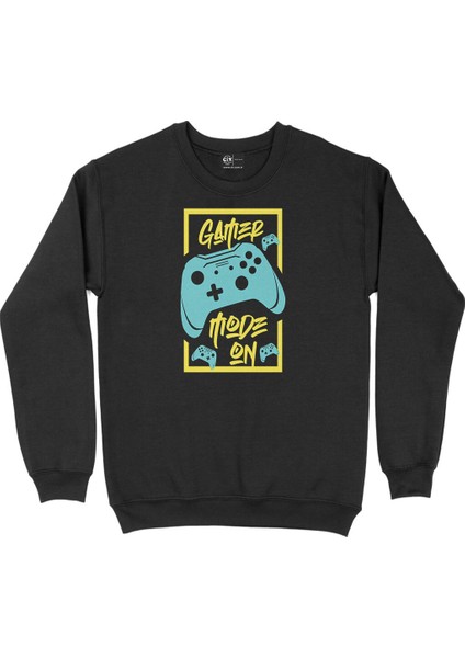 Pembe Gamer Mode On Siyah Sweatshirt
