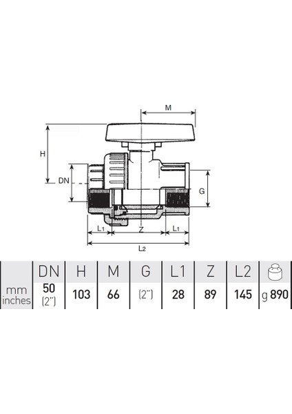 Pvc Vana, 2" 50MM