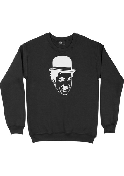Charlie Chaplin Şapkalı Siyah Sweatshirt