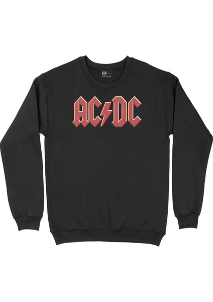 Ac Dc Kırmızı Logolu Siyah Sweatshirt