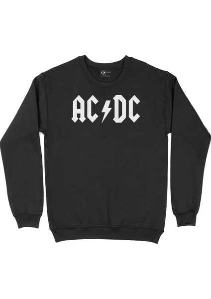 Ac Dc Logolu Siyah Sweatshirt
