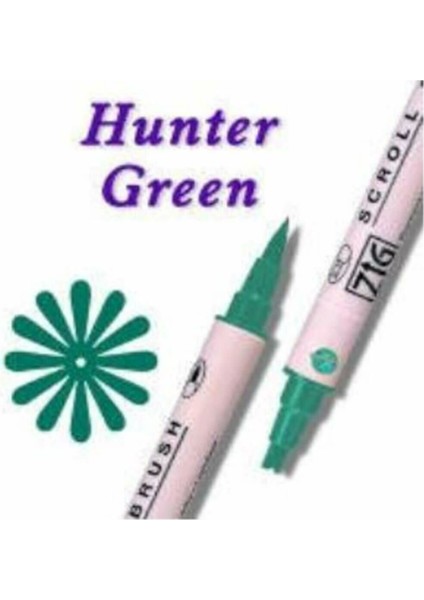 401 Scroll & Brush Çift Çizgi Fırça Uçlu Kaligrafi Gölgeleme Kalemi Hunter Green fiyatları