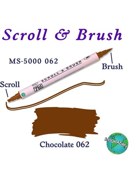 Scroll & Brush Çift Çizgi Fırça Uçlu Kaligrafi Gölgeleme Kalemi Chocolate 062