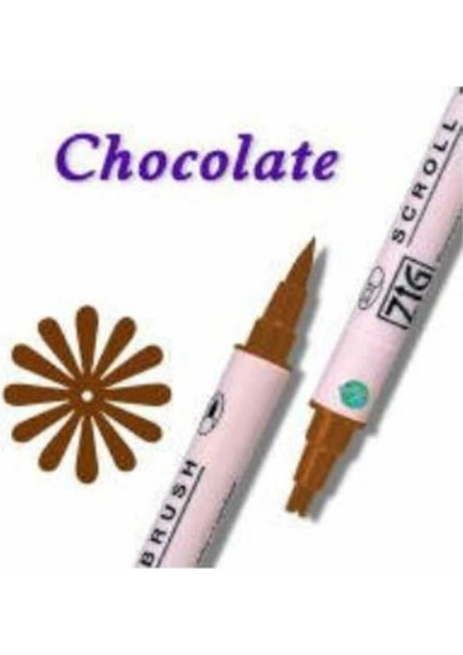 Scroll & Brush Çift Çizgi Fırça Uçlu Kaligrafi Gölgeleme Kalemi Chocolate 062
