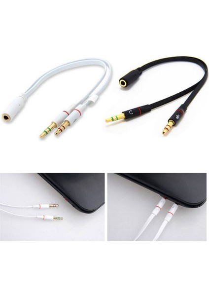 3.5mm Stereo Ses Kablosu Için Kulaklık Çevirici Beyaz (Yurt Dışından)