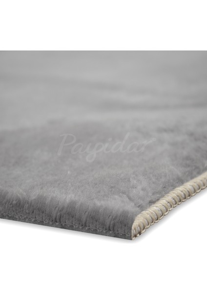 Yıkanabilir Post Peluş 80 x 200 cm 4007 Duman Gri Kaymaz Taban Kesme Yolluk Halı