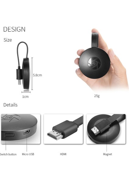G2 Kablosuz 4 K Wifi Ekran Dongle Tv Alıcısı Adaptörü Miracast Airplay Dlna (Yurt Dışından)