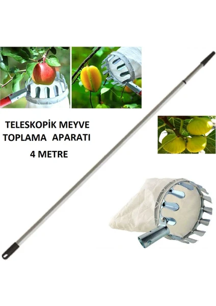 Meyve Toplama Aparatı Sepeti Çap Ø16 cm 4 Metre Teloskopik Saplı