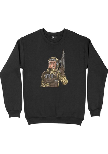 Silahlı Maymun Siyah Sweatshirt