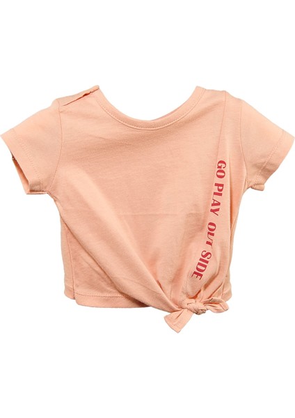 Kız Çocuk Pudra Go Play Baskılı ve Bağlamalı T-Shirt (4-12YAŞ) fırsatları