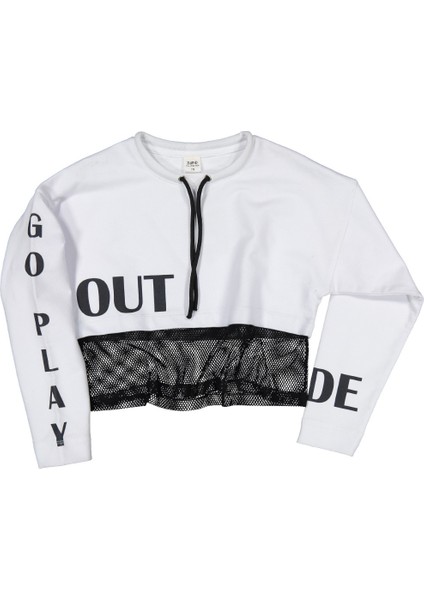 Kız Çocuk Go Play Fileli Crop Beyaz Sweatshirt (4-12YAŞ) indirimleri
