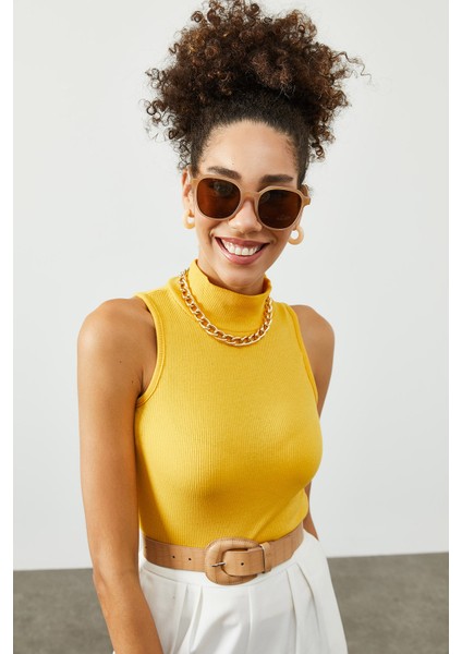 Sarı Yarım Balıkçı Boğaz Bluz 2KXK2-45448-10 modelleri