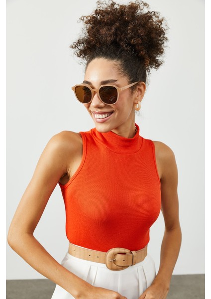 Turuncu Yarım Balıkçı Boğaz Bluz 2KXK2-45448-11 fiyatları