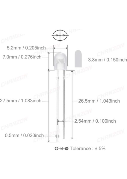 100 Adet 5mm LED Seti Kutulu 5 Renk Kırmızı Beyaz Yeşil Sarı Mavi