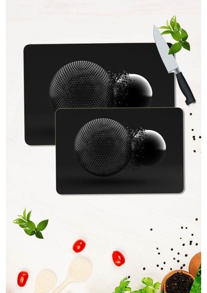 2'li Takım 30 x 40 cm ve 20 x 30 cm Model 210 Desenli Cam Kesim Tablası ve Ocak Koruma