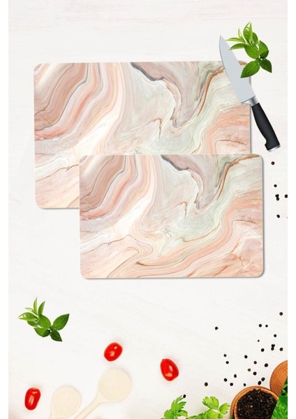 2'li Takım 30 x 40 cm ve 20 x 30 cm Model 300 Desenli Cam Kesim Tablası ve Ocak Koruma