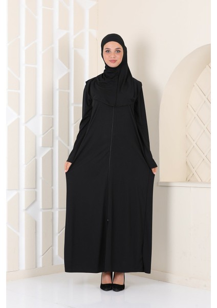 Pratik Fermuarlı Namaz Elbisesi Siyah indirimleri