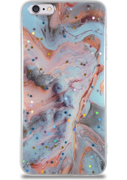 Apple iPhone 6s Plus Kapak Mermer Desenli Pop Socketli Silikon Kılıf - Mercan fiyatları