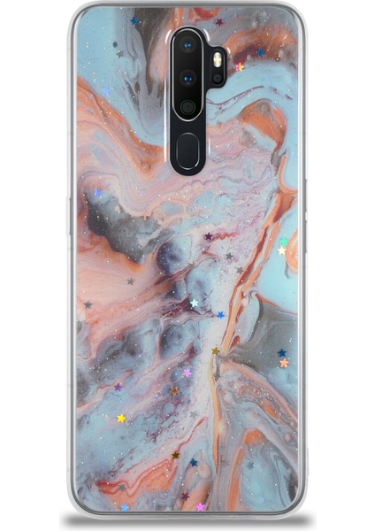 Oppo A5 2020 Kapak Mermer Desenli Pop Socketli Silikon Kılıf - Mercan fiyatları