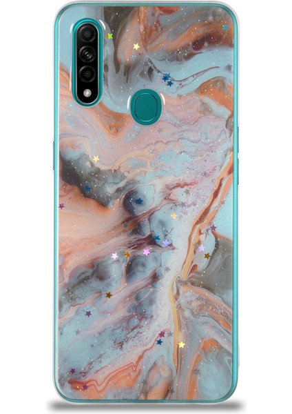 Oppo A31 Kapak Mermer Desenli Pop Socketli Silikon Kılıf - Mercan fiyatları