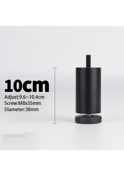 4x Alüminyum Masa Dolabı Tv Standı Bacak Siyah 10 cm (Yurt Dışından)