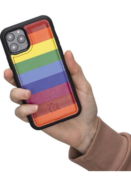 Apple iPhone 11 Pro Lucca Gökkuşağı Deri Arka Telefon Kılıfı fırsatları