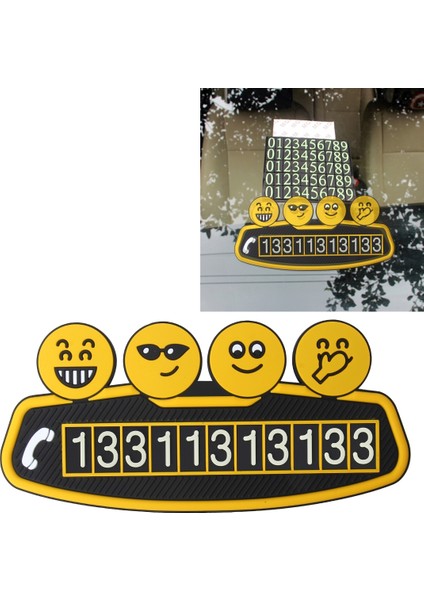 Karikatür Gülen Yüz Park Kartı Geçici Otopark Kartı Park Etiketi-Sarı (Yurt Dışından)