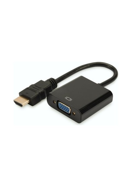 HDMI To VGA Kablo Çevirici Dönüştürücü Görüntü Altın Uçlu FHD Siyah