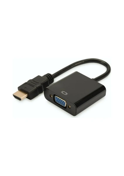 Net Dünya HDMI To VGA Kablo Çevirici Dönüştürücü Görüntü Altın Uçlu FHD Siyah