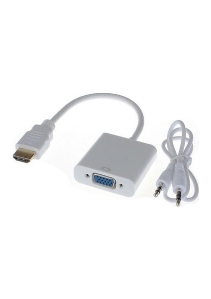 HDMI To VGA Ses Çıkışlı Kablo Çevirici Dönüştürücü Adaptör