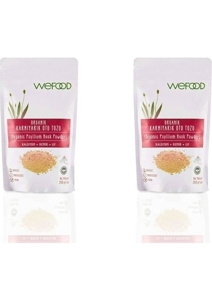 Organik Glütensiz Vegan Katkısız Karnıyarık Otu (Psyllium) Tozu 200 gr 2 Adet