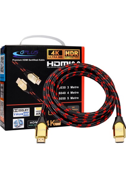 4K60 1 Metre HDMI 2.0 18 Gbps 4K Ultra Hd Premium Sertifikalı 4K 60Hz 26 AWG  D-Hdr Hdcp 2.2 Earc Destekli 18 Gbps Yüksek Çözünürlüklü HDMI 2.0 Görüntü Kablosu 4K6010 1 Metre