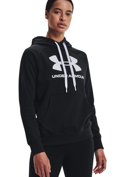 Kadın UA Rival Fleece Logo Kapüşonlu Üst 1356318-001
