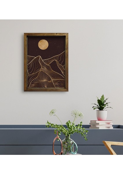 Gift Otel Odası Konseptli Doğal Masif Ahşap Çerçeveli Tablo 45X65CM-113