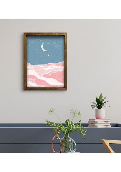 Gift Otel Odası Konseptli Doğal Masif Ahşap Çerçeveli Tablo 45X65CM-108