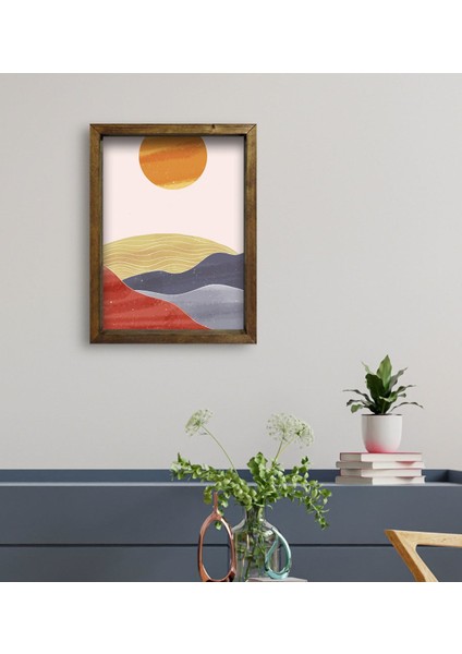 Gift Otel Odası Konseptli Doğal Masif Ahşap Çerçeveli Tablo 45X65CM-103