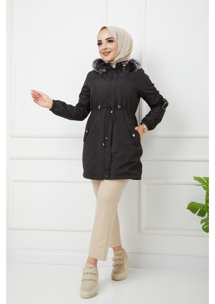 Siyah Içi Kürkü ve Su Geçirmez Bayan Kışlık Mont & Kaban fırsatları