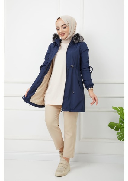 Lacivert Içi Kürkü ve Su Geçirmez Bayan Kışlık Mont & Kaban indirimleri