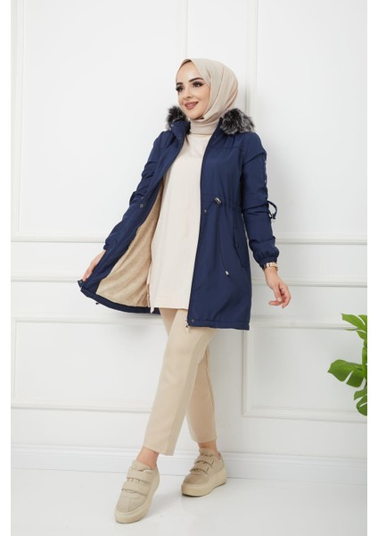Lacivert Içi Kürkü ve Su Geçirmez Bayan Kışlık Mont & Kaban indirimleri