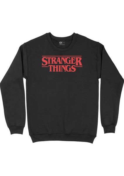 Kırmızı Stranger Things Siyah Sweatshirt