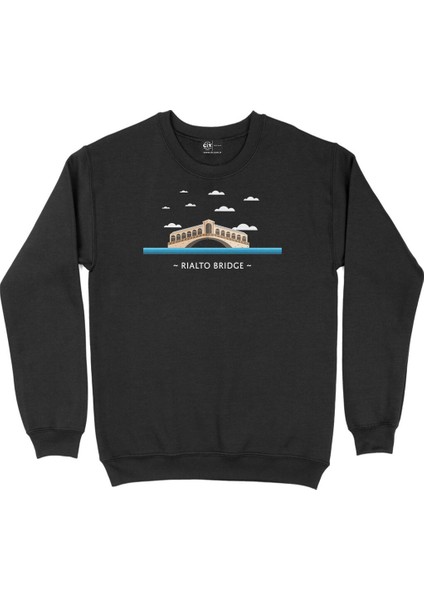 Rialto Köprüsü Siyah Sweatshirt