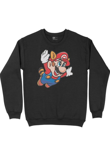 Uçan Mario Siyah Sweatshirt