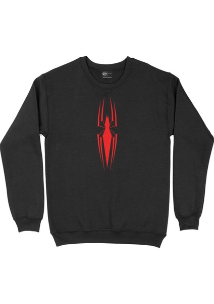 Kırmızı Renkli Ince Örümcek Siyah Sweatshirt