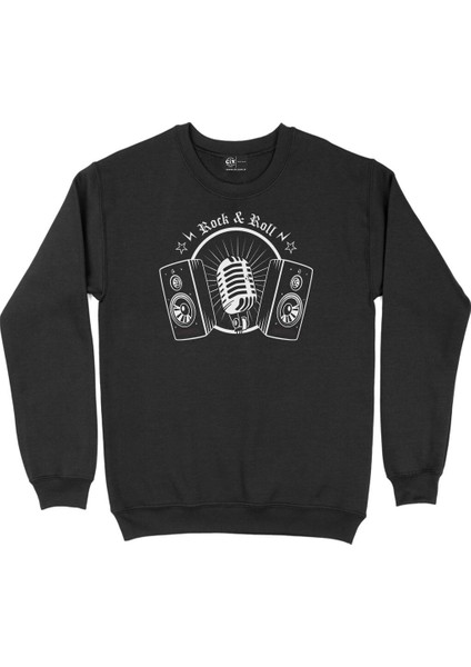 Rock And Roll Müzik Siyah Sweatshirt