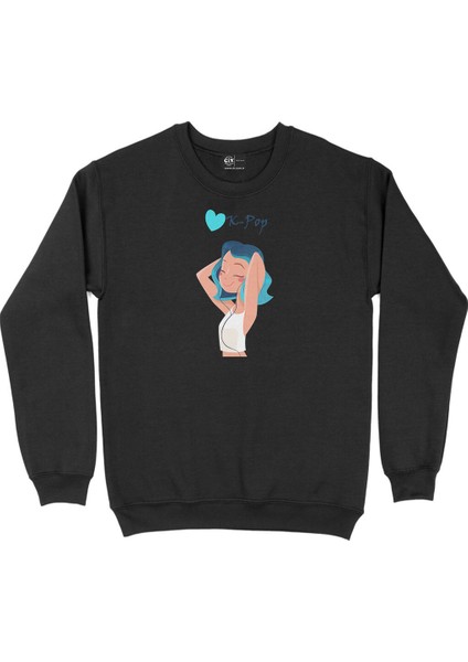 K-Pop Kızı Siyah Sweatshirt