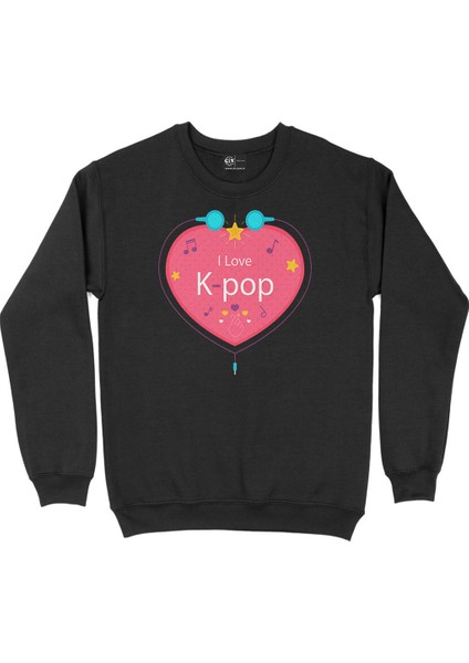 K Pop Kalpli Siyah Sweatshirt